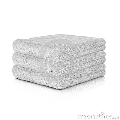 Three white folded towels. Stock Photo