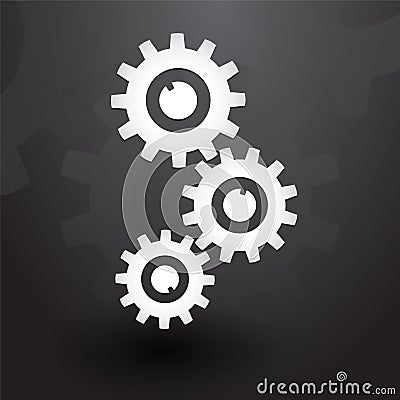 Three white gears Vector Illustration