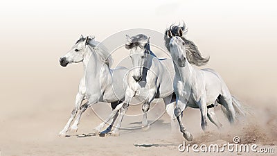 Three white horse Stock Photo