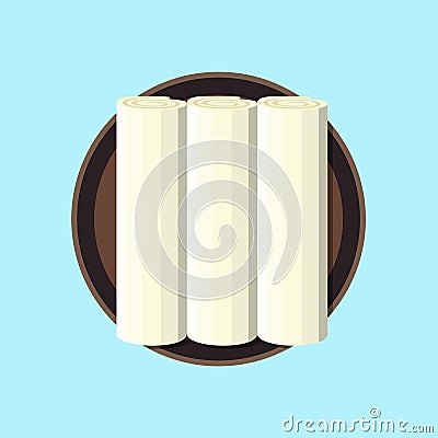 Three white rolled Vector Illustration