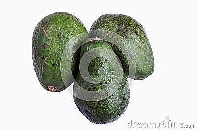 Three whole avocatto on a white background Stock Photo