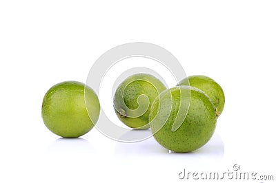 Three whole limes isolated on a white background Stock Photo