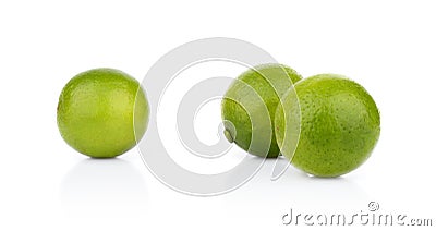 Three whole limes isolated on a white background Stock Photo