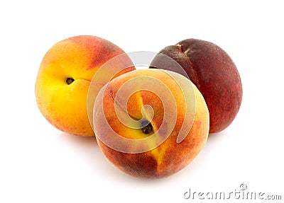 Three whole peaches Stock Photo