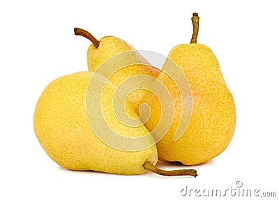 Three whole yellow pears (isolated) Stock Photo