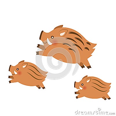 Three wild boars Vector Illustration