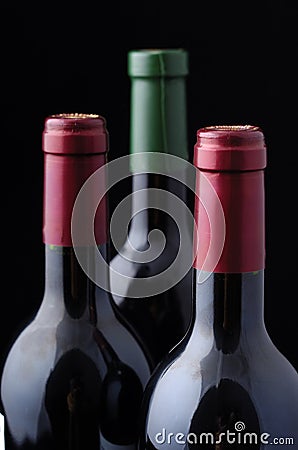 Three Wine bottles Stock Photo