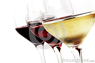 Wine Glasses over White Stock Photo