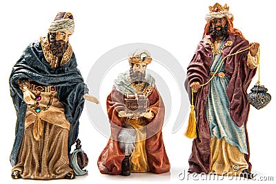 Three Wise Kings Ceramic Figurines Stock Photo