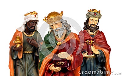 The three wise men and baby Jesus Stock Photo