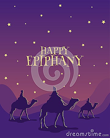 Three Wise Men. Epiphany. Kings Day. Vector Illustration