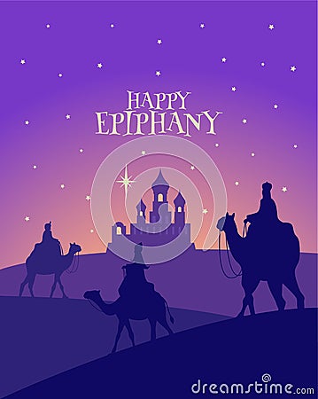 Three Wise Men. Kings Day. Epiphany. Vector Illustration