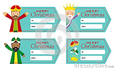 Three Wise Men label collection. Vector Illustration