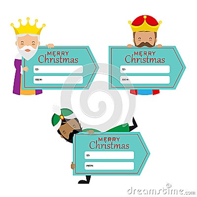 Three Wise Men label collection. Vector Illustration