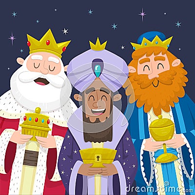 The three Wise Men smiling Vector Illustration