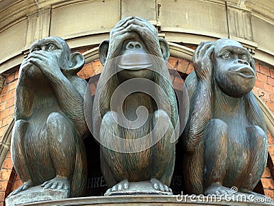 Three Wise Monkey Statues Stock Photo