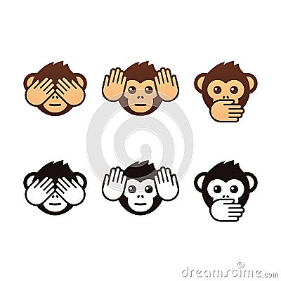 Three wise monkeys Vector Illustration