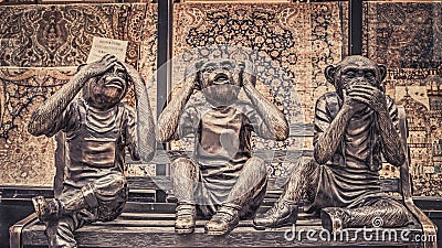 The three wise monkeys Editorial Stock Photo