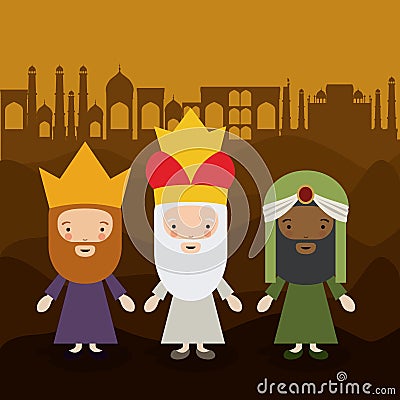 The three wisemen cartoon design Vector Illustration