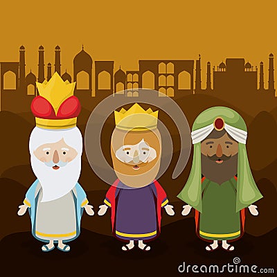 The three wisemen cartoon design Vector Illustration