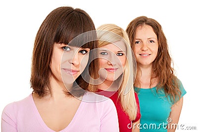 Three women brunette, blonde Stock Photo