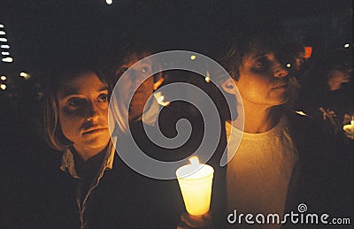 Three Women with Candle, Women for Ending Bosnian War Editorial Stock Photo