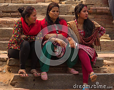 Three Women in Kathmandu Editorial Stock Photo