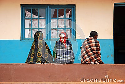 Three women looking forward to the visit to the dispensary of th Editorial Stock Photo