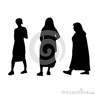 three women making chat, body silhouette vector Vector Illustration