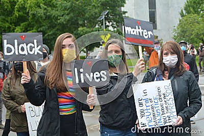 Three women at Salem, Oregon Black Lives Matter protest Editorial Stock Photo