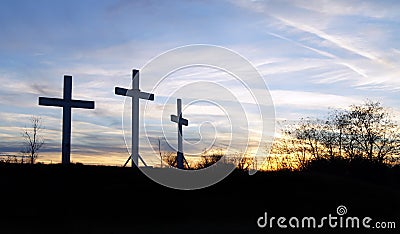 Three Wooden Crosses Stock Photo