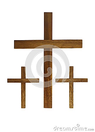 Three wooden crosses Stock Photo