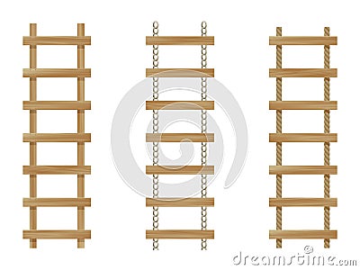 Three wooden ladders Vector Illustration