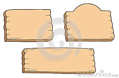 Three wooden signs Vector Illustration