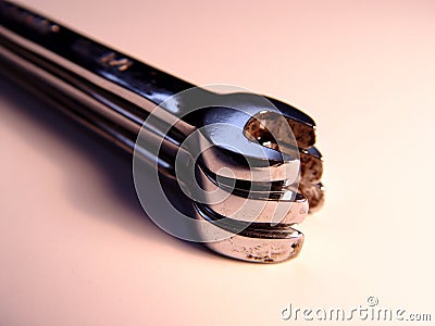 Three Wrenches together Stock Photo