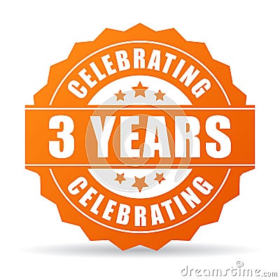 Three years anniversary celebrating icon Vector Illustration