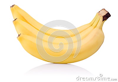 Three yellow Bananas ripe Stock Photo