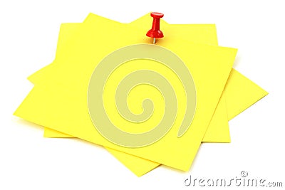 Three yellow sticky notes Stock Photo