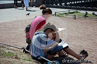 Three young artists Editorial Stock Photo