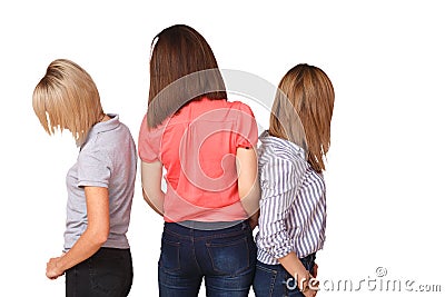 Three young girls show off their hairstyles Stock Photo