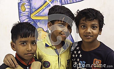 Three Young Indian Boys Full of Happiness Editorial Stock Photo