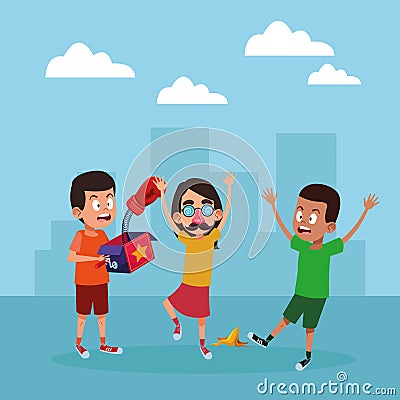 Young kids avatar carton character Vector Illustration