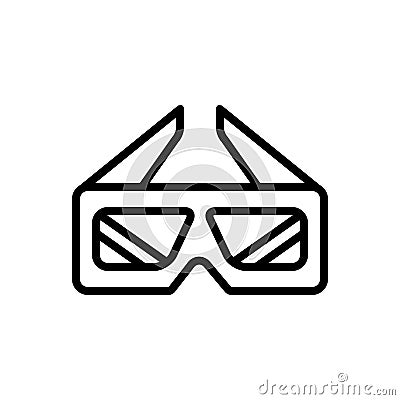 Black line icon for ThreeD, glasses and movie Vector Illustration