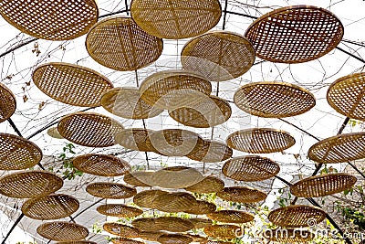 Threshing basket decorated for sunshade Stock Photo