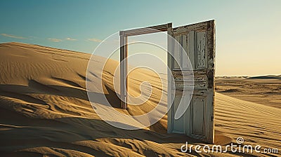 Threshold of Possibilities: Desert's Open Door Stock Photo