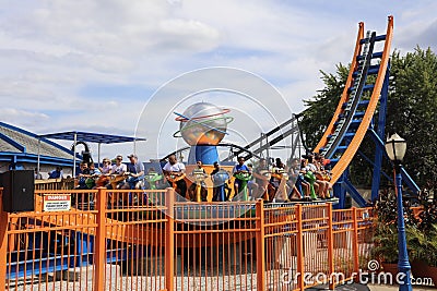 Thrill Ride at an Amusement Park Editorial Stock Photo