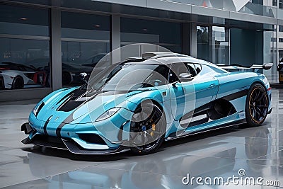 The thrill of speed and luxury with a Yas Marina Blue Koenigsegg Jesko supercar generative Ai Stock Photo