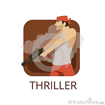 Thriller cinema genre, symbol for cinema or channel, cinematography, movie production vector Illustration Vector Illustration