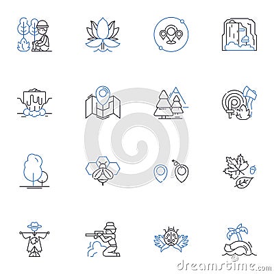 Thrilling adventure line icons collection. Exciting, Adrenaline, Action-packed, Intense, Heart-pounding, Thrilling Vector Illustration