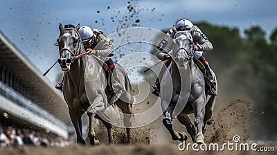 Thrilling Jockeys' Duel in the Kentucky Derby Stock Photo